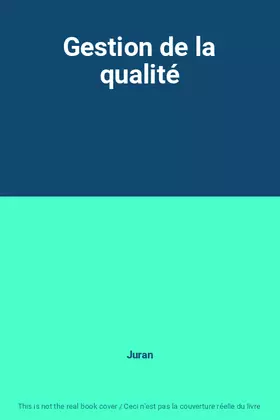 Couverture du produit · Gestion de la qualité