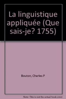 Couverture du produit · Linguistique Appliquee (la)
