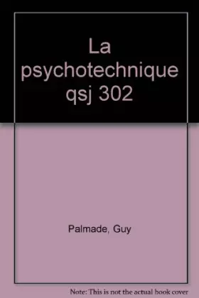 Couverture du produit · La psychotechnique