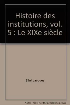 Couverture du produit · Histoire des institutions t 1 t 2