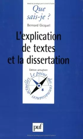 Couverture du produit · L'Explication de textes et la Dissertation