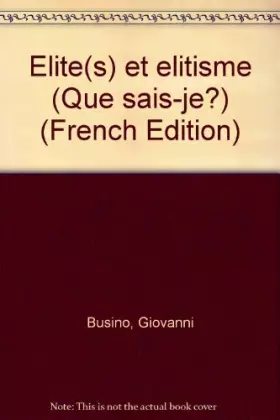Couverture du produit · Élite(s) et élitisme