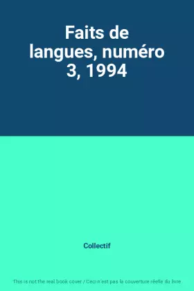 Couverture du produit · Faits de langues, numéro 3, 1994