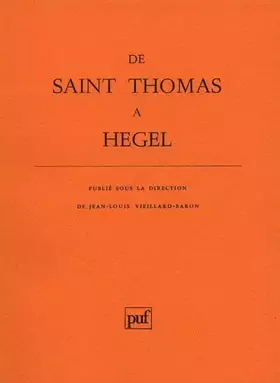 Couverture du produit · De saint Thomas à Hegel
