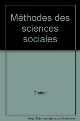 Couverture du produit · Méthodes des sciences sociales