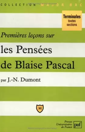 Couverture du produit · Premieres leçons sur "Pensées" de Pascal