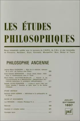 Couverture du produit · Philosophie ancienne