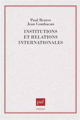 Couverture du produit · Institutions et relations internationales