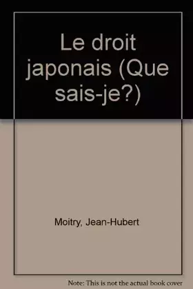 Couverture du produit · Le Droit japonais