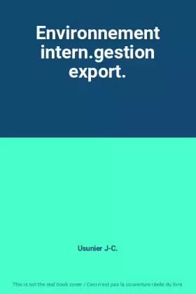 Couverture du produit · Environnement intern.gestion export.