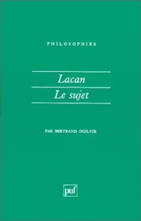 Couverture du produit · Lacan le sujet