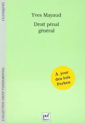 Couverture du produit · Droit pénal général