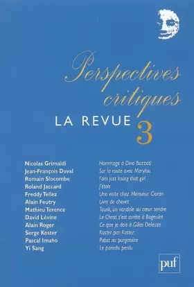 Couverture du produit · Perspectives critiques : la Revue 3