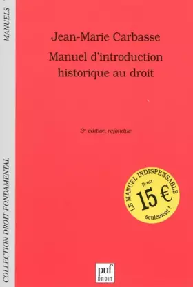 Couverture du produit · Manuel d'introduction historique au droit