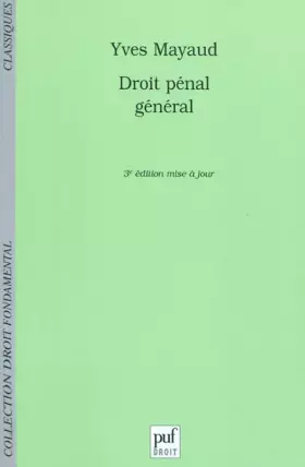 Couverture du produit · Droit pénal général