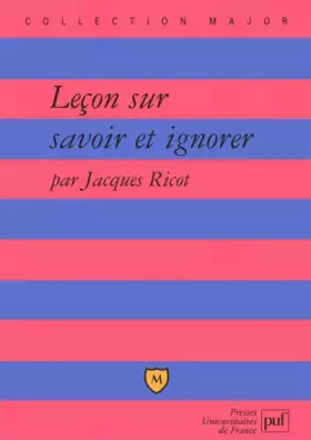 Couverture du produit · Leçon sur savoir et ignorer