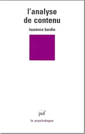 Couverture du produit · L'Analyse de contenu