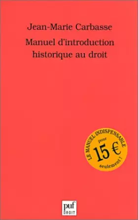 Couverture du produit · Manuel d'introduction historique au droit