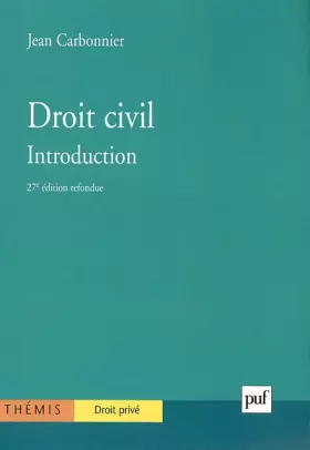 Couverture du produit · Droit civil : Introduction, 27e édition