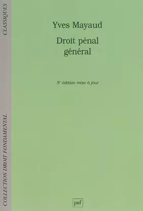 Couverture du produit · Droit pénal général