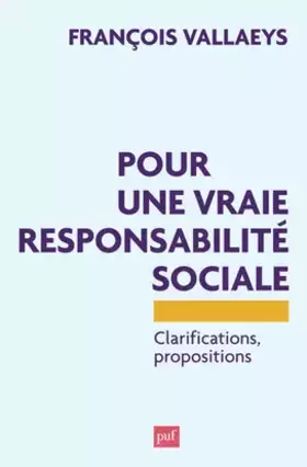 Couverture du produit · Pour une vraie responsabilité sociale