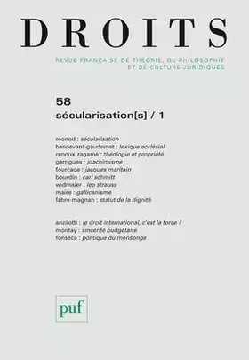 Couverture du produit · Droits 2013 N° 58 - Sécularisation(s) - I