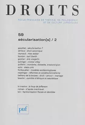 Couverture du produit · Droits 2014, n° 59: Sécularisation(s) - II