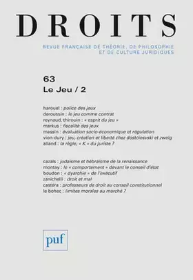 Couverture du produit · Droits 2016, n° 63: Le jeu