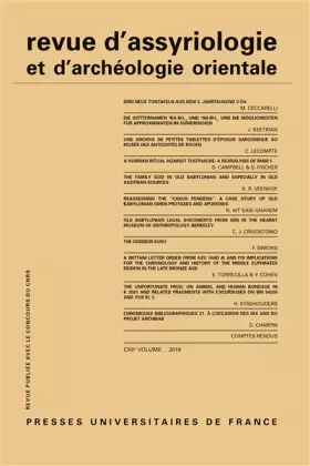 Couverture du produit · Rev. d'assyrio. et d'archéo. orient. 2018, vol. 112