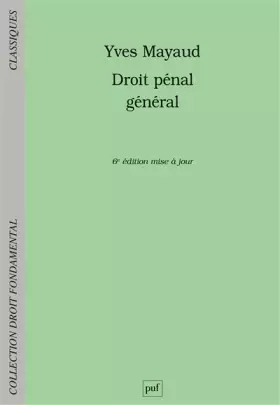 Couverture du produit · Droit pénal général