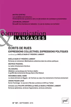 Couverture du produit · COMMUNICATION & LANGAGES- 2018 - 197: Écrits de rues