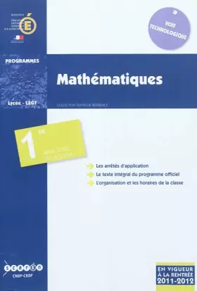 Couverture du produit · Mathématiques 1e STI2D, STL et STD2A : Programmes 2011-2012