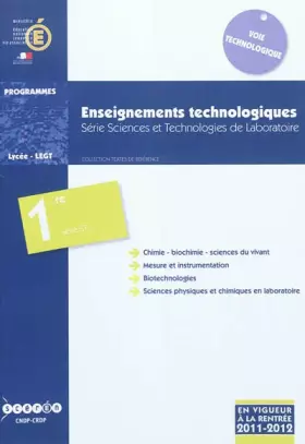 Couverture du produit · Enseignements technologiques 1e STL : Programmes