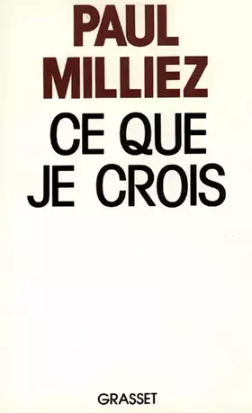 Couverture du produit · Ce que je crois