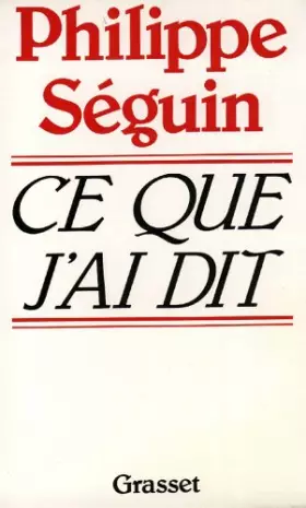 Couverture du produit · Ce que j'ai dit