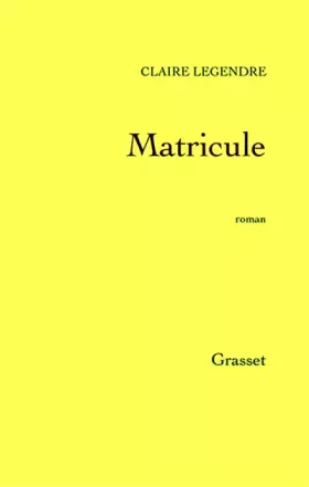 Couverture du produit · Matricule