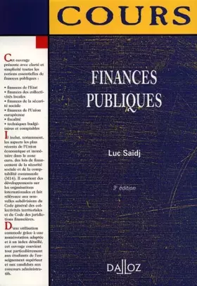 Couverture du produit · Finances publiques