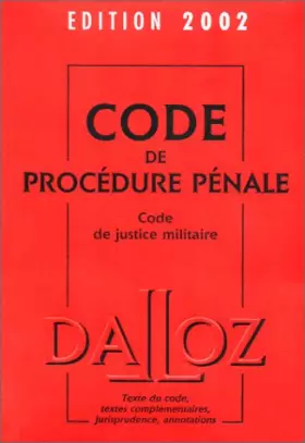 Couverture du produit · Code de procédure pénale, édition 2002