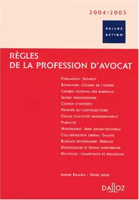 Couverture du produit · Règles de la profession d'avocat