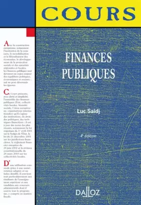 Couverture du produit · Finances publiques