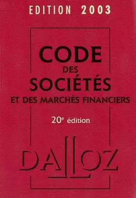 Couverture du produit · Code des sociétés et des marchés financiers 2003