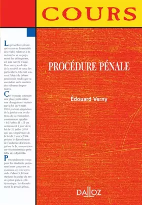 Couverture du produit · Procédure pénale