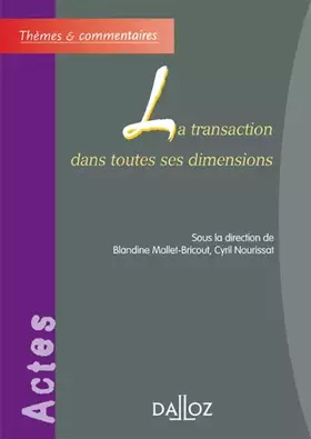 Couverture du produit · La transaction dans toutes ses dimensions