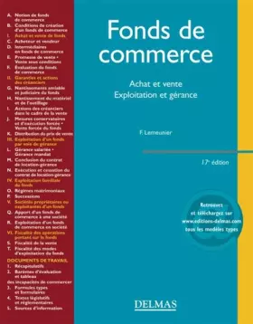 Couverture du produit · Fonds de commerce : Achat et vente, exploitation et gérance