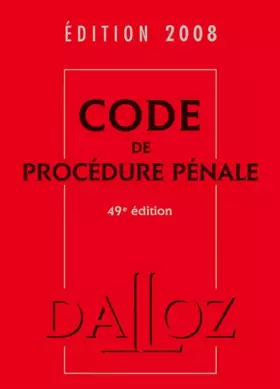 Couverture du produit · Code de procédure pénale