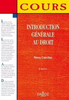 Couverture du produit · Introduction générale au droit