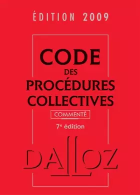 Couverture du produit · Code des procédures collectives 2009 commenté