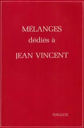 Couverture du produit · Mélanges dédiés à Jean Vincent, 1re édition