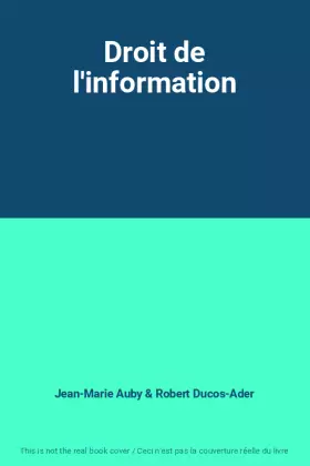 Couverture du produit · Droit de l'information