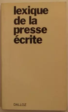 Couverture du produit · Lexique de la presse écrite